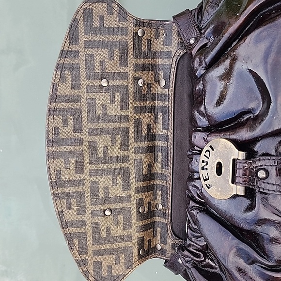 AUTHENTIC RARE FENDI Patent Leather Magic Burgundy Brown Bag - Picture 13 of 16